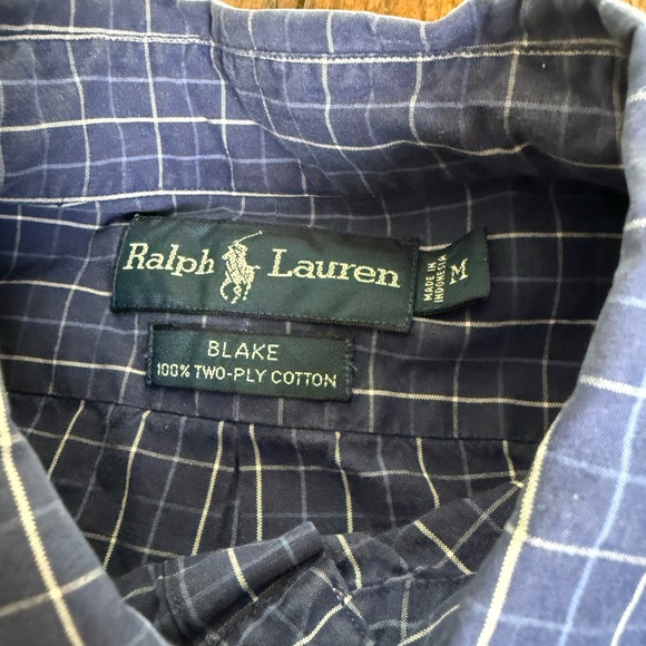 Ralph Lauren Blue Plaid Men's Shirt Blake M - Picture 5 of 6
